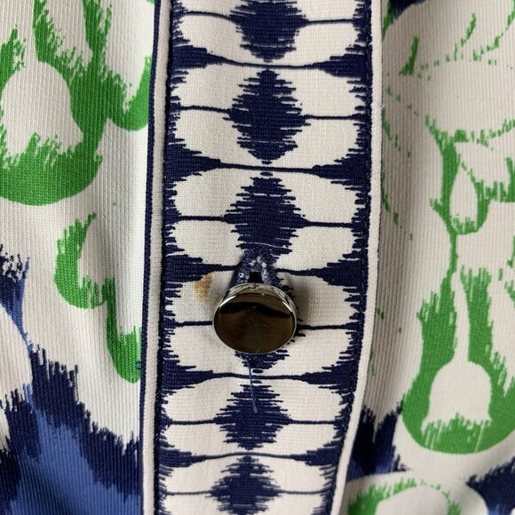 Talbots Blue Green Floral Print Front Knot Shirt Dress Stretch Button Up Small - Picture 3 of 5